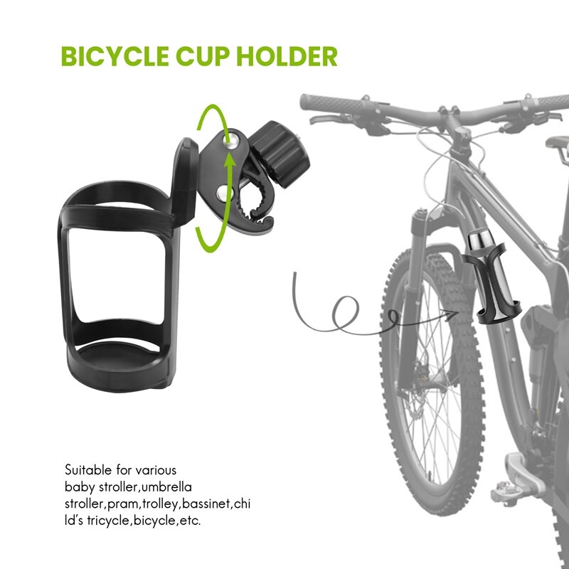 Universal 360 Graus de Rotação Bike Cup Holder, Anti-Slip Bottle Holders, Drink Holder para Carrinho de Bebê, Pushchair, Bic
