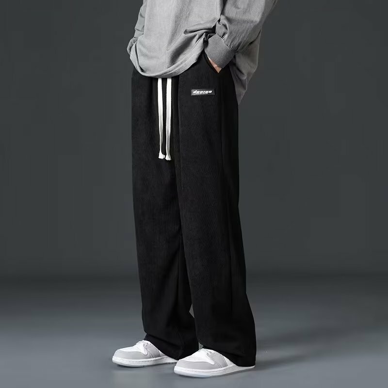 Y2k celana jogging pria, Bawahan Korea ulasan banyak pakaian sederhana longgar, celana luar ruangan kasual Hip Hop