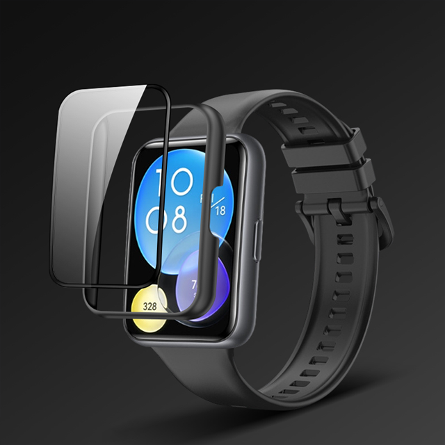 Huawei Watch 2用ガラス,保護アクセサリー,フルバンパーケース,Huawei fit2用強化ガラス