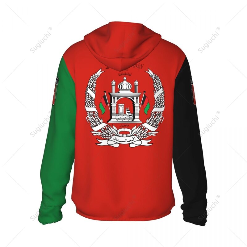 Afghanistan Flag Sun Protection Hoodie Sunscreen Clothes Fishing Cycling Running Quick Dry Long Sleeve With Zipper Polyester