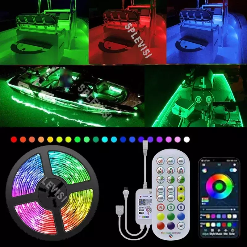 RGB Cor Mudar LED Kit Barco Luz, Pontão marinho Luzes, Sob Gunwale Luz, APP Suporte, Música Sync Controle