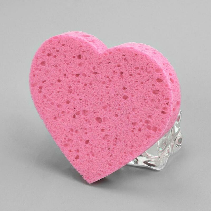 Heart Wood Pulp Cellulose Sponge Cosmetic Face Puff Makeup Remover Cleansing Tool
