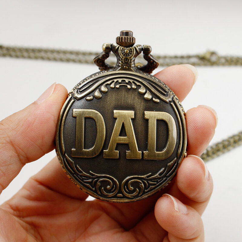 Beste Geschenke Mode Steampunk Quarzuhren Bronze Ton Papa Quarz Taschenuhr für Vater Dady Vatertag Papa Herren uhr