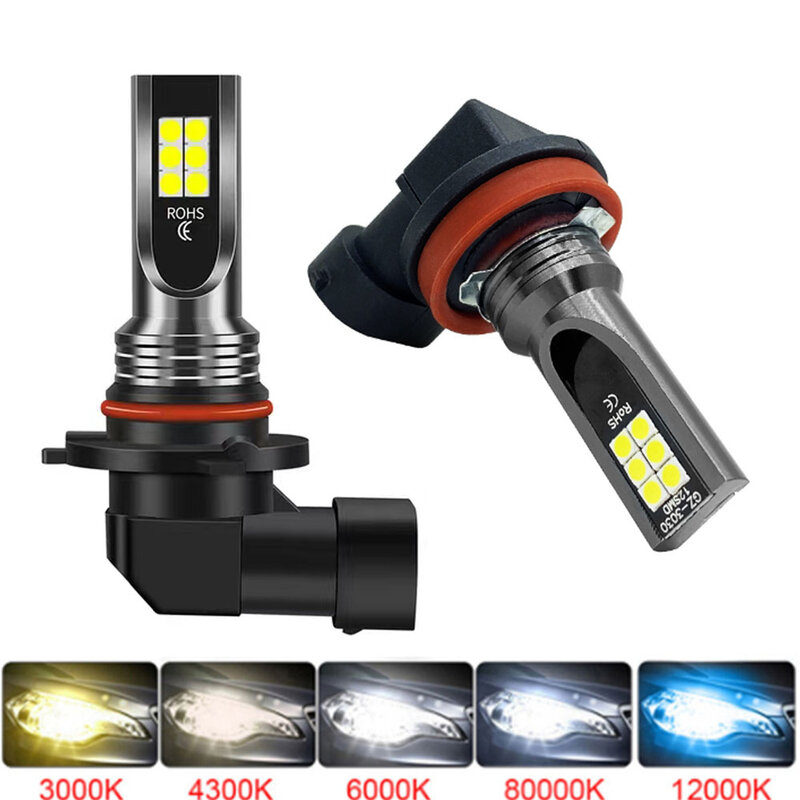Bombilla LED Super brillante para coche, lámpara antiniebla, 12V, 24V, 9005 K, blanco, 2 piezas, H8, H11, H16, JP, 9006, HB3, 6000, HB4