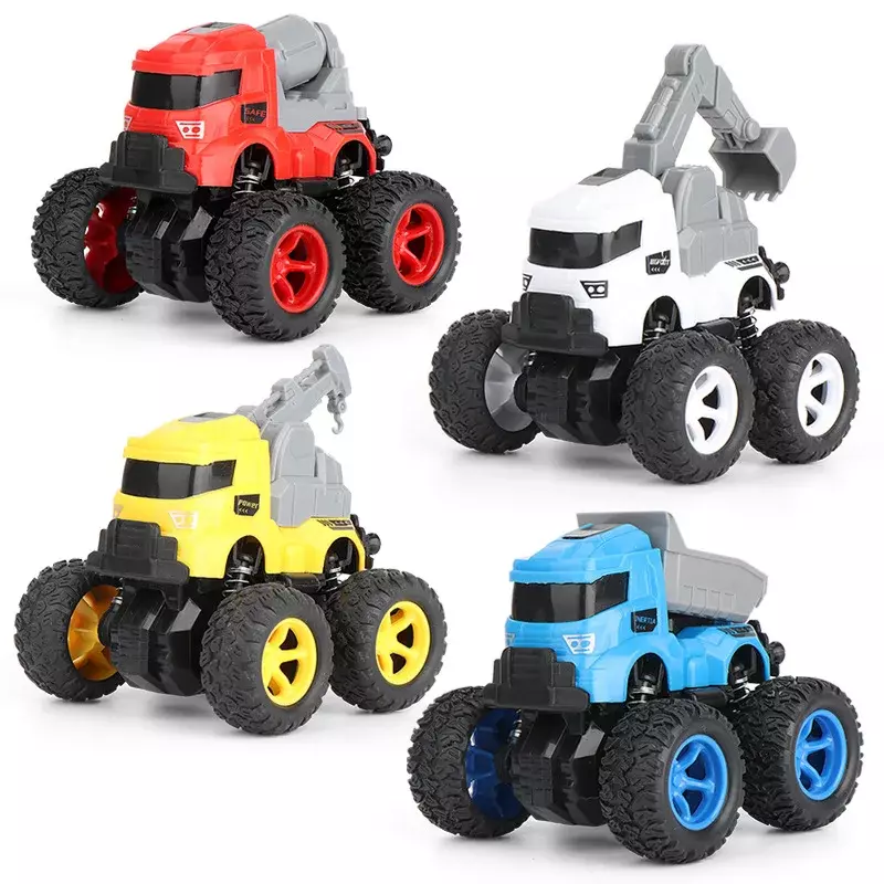Simulazione di camion fuoristrada inerziale a quattro ruote motrici per bambini Stunt Rotating Engineering Vehicle Toy Model