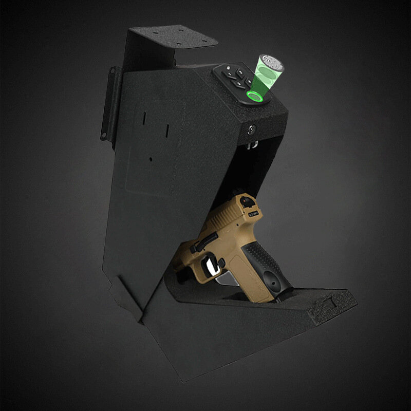 Caja fuerte biométrica para pistola de mano, caja de bloqueo de seguridad para pistola de acceso rápido para el hogar, con huella dactilar, modo biométrico/teclado/tecla silenciosa