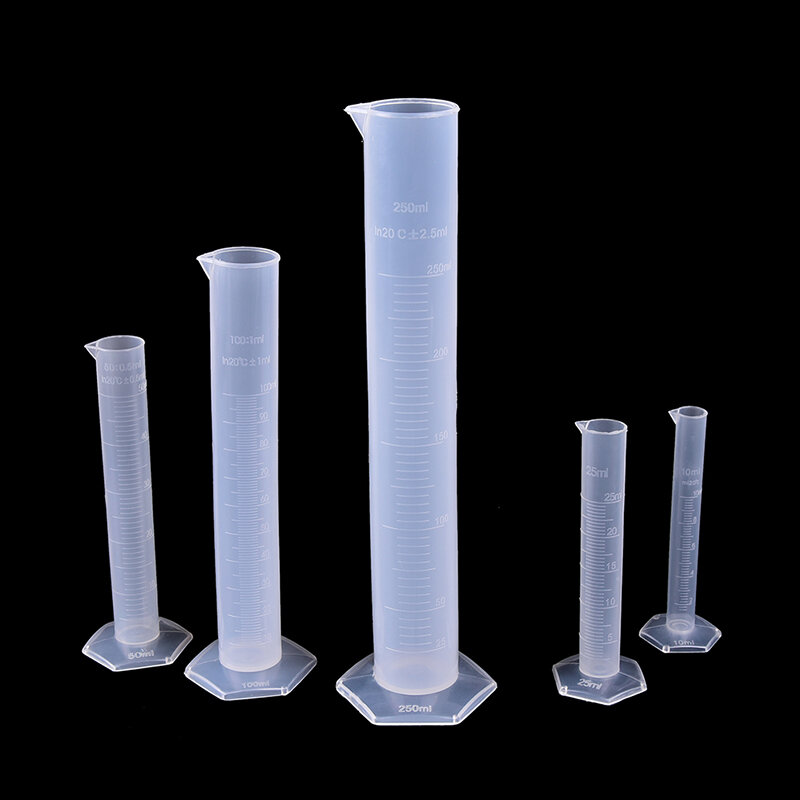 10/25/50/100/250ML Plastic Measuring Cylinder Laboratory Test Graduated Tube