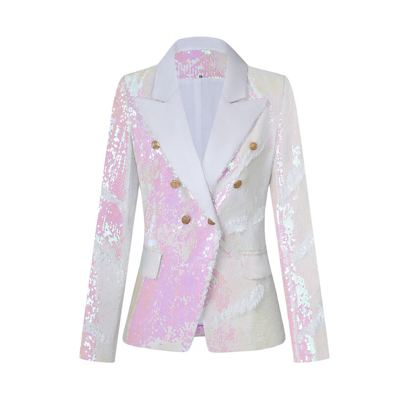Luxus Pailletten Frauen Anzug Blazer 1 Stück elegante weibliche Business-Arbeit tragen Büro Dame Jacke Mantel Ballkleid Hochzeit Smoking