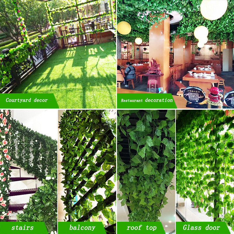 210cm plantas artificiais verde hera folhas falsas guirlanda planta parede pendurado videira casa gardan decoração festa de casamento grinalda folhas