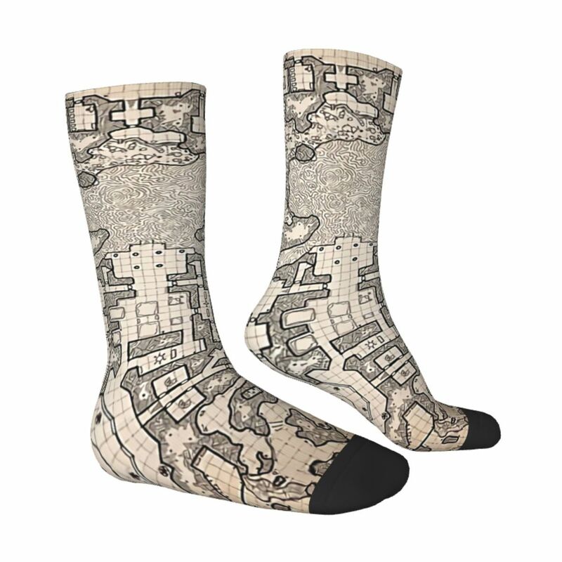 Funny Men's Socks The Winter Tombs Vintage Harajuku DnD Game Hip Hop Casual Crew Crazy Sock Gift Pattern Printed