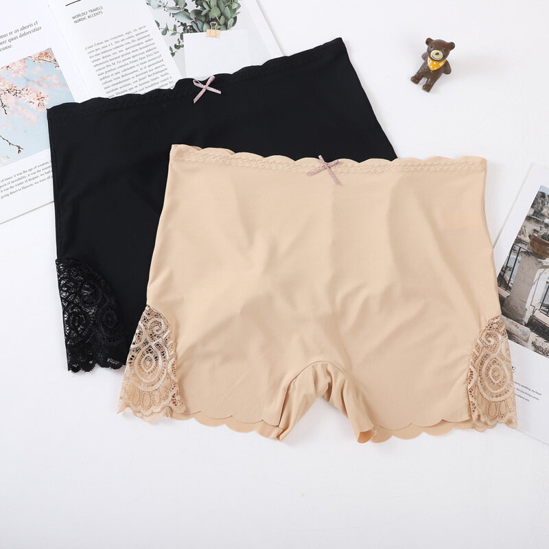Sexy Lace Edge Soft Seamless Safety Short Pants Summer Under Skirt Shorts Modal Ice Silk Breathable Short Tights Women Underwear