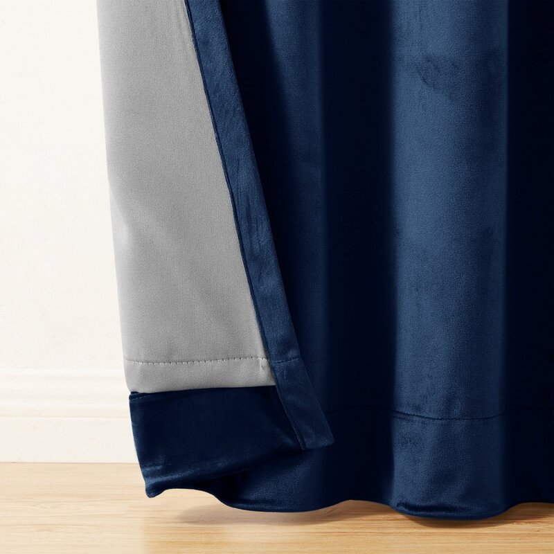 Tenda oscurante 100% tascabile in velluto blu Navy, 52 "x 95"