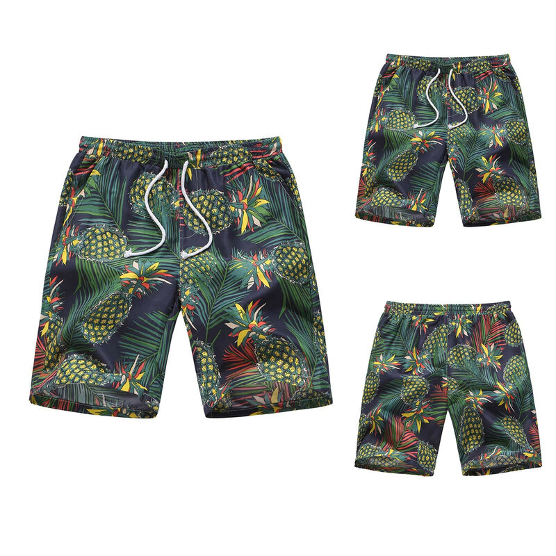 3D 프린트 천연 식물 해변 반바지 남성용, 캐주얼 하와이 수영복, 빠른 건조 버뮤다 서핑 보드 반바지 바지, 패션 수영 트렁크