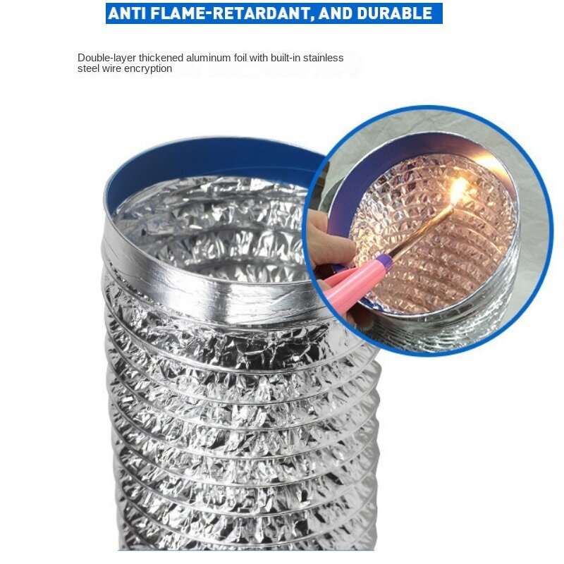 암호화 알루미늄 호일 환기 파이프, 확장 가능한 연기 튜브, 주방 콘센트 욕실 배기 및 환기 선풍기 호스용