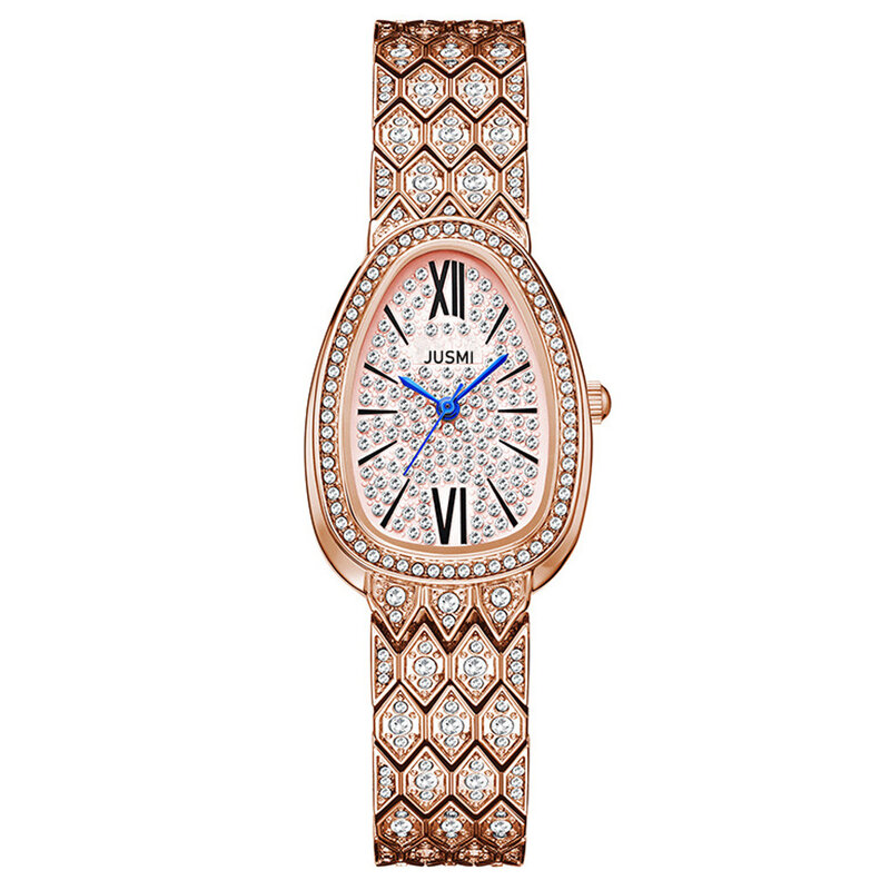 女性用クォーツ時計,スチールブレスレット,耐水性,ダイヤモンド,楕円形