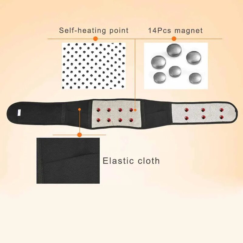 M - XL Adjustable Tourmaline Self Heating Magnetic Therapy Back Waist Support Belt Lumbar Brace Massage Band Health Care
