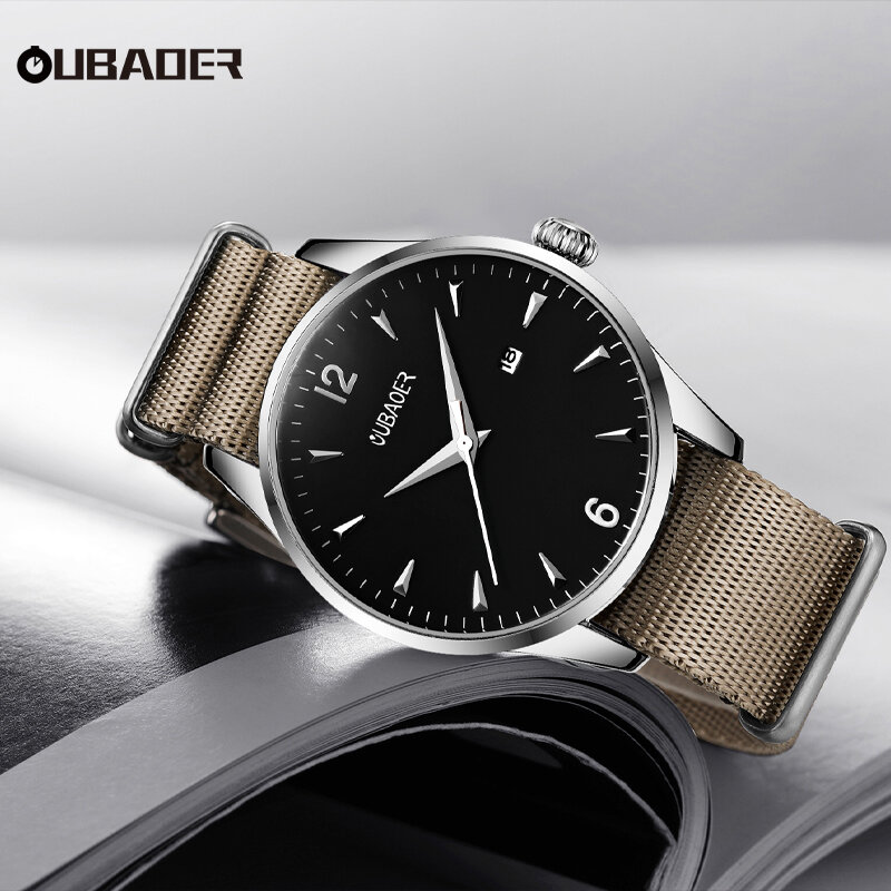 Oubaoer new creative nylon series business high-end luxury quartz movement waterproof nylon wrist watch men's quartz watch