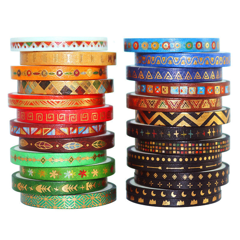 1 Set Bronzing Washi Tape Masking Tapes Tribal Peoples Style Stickers  Decorative Stationery Journal Wrapping DIY Craft Supplies