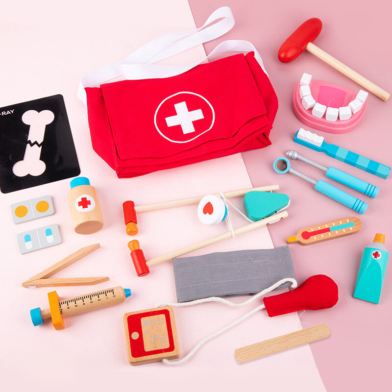 Doctor Set Toy Medical Kit gioco dentista bambini medico Costume Cosplay bambini giocattoli in legno gioco ospedaliero accessori simulazione