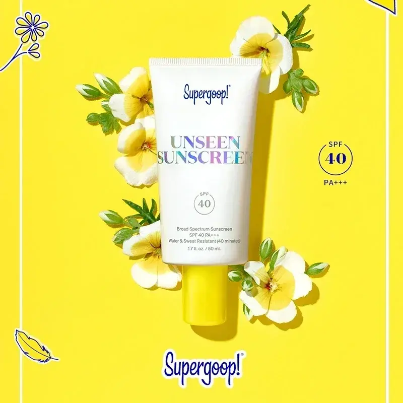 Supergoop Unseen Sunscreen, Broad Spectrum Glowscreen, Protetor Solar Corporal, Protetor UV SPF40, Primer Facial, Base Cosmetic, 50ml