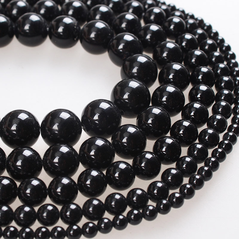 Perles Rondes en Pierre Naturelle, Tourmaline Noire, 4/6/8/10/12mm, pour Bracelets, Collier, Bijoux de Bricolage