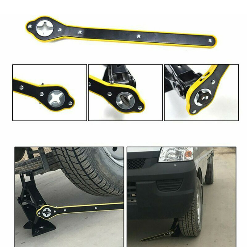 Llave de trinquete de tijera para vehículo, herramienta de reparación de manija de rueda de neumático de garaje, acero de alto carbono, 34cm, 1 unidad