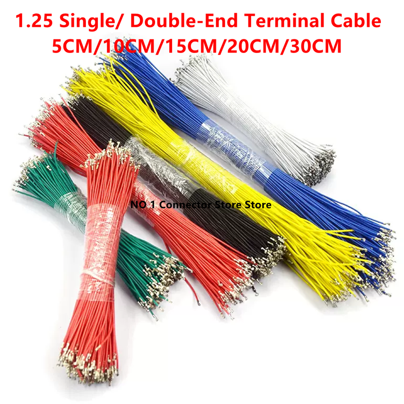 Conector JST Terminal Wire, cabeça simples ou dupla, cabo de conexão eletrônico sem Shell, 1.25mm, 1571-28awg, 10, 15, 20, 30cm, 100Pcs