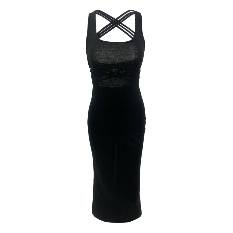 Robe de soirée noire unie pour femmes, bretelles croisées, dos nu, tambour, hanche ronde, 2024