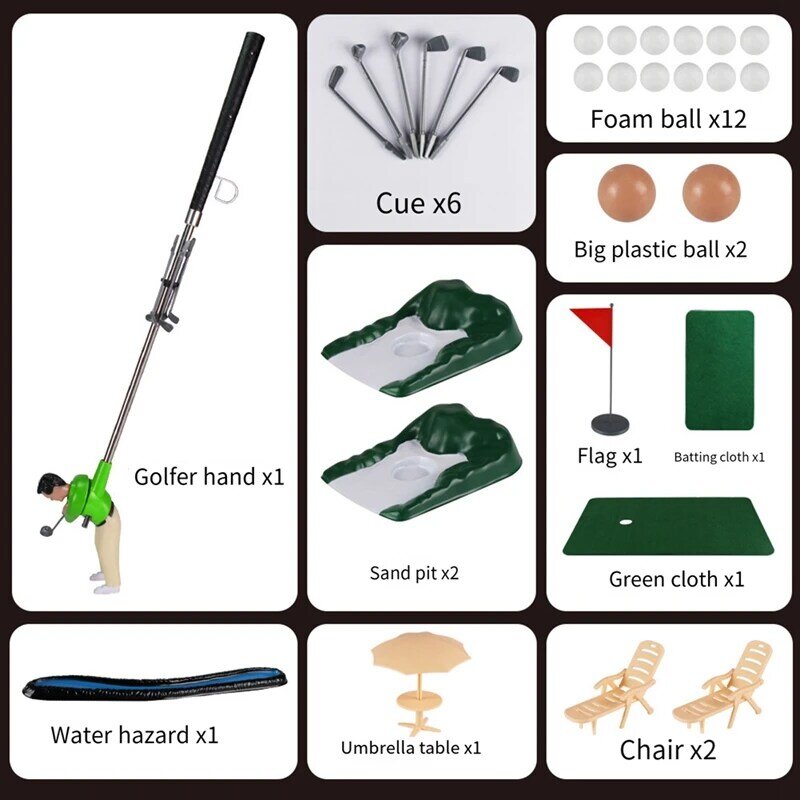 Set boneka Golf Mini, permainan Golf Mini, permainan dalam ruangan, mainan plastik edukasi anak-anak, Set mainan Golf