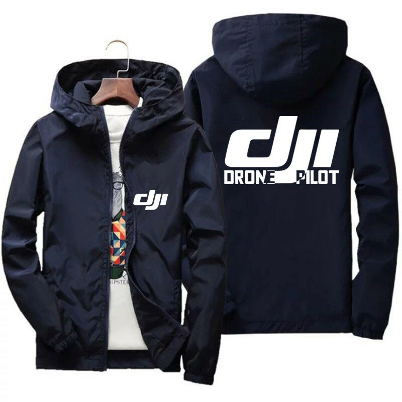 2023 Men's Bomber Hooded DJI Drone Pilot Casual Thin Windbreaker Jackets Coat Male Outwear Sports Windproof Clothing Large Size