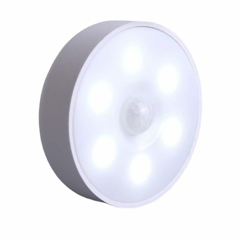 Lampu malam LED, lampu dinding dasar magnetik dapat diisi daya USB, lampu Sensor peredupan bulat portabel untuk penerangan dapur kamar tidur