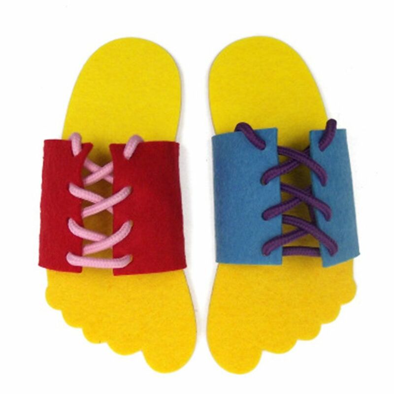 Cravatta didattica in tessuto non tessuto lacci delle scarpe giocattolo creativo orso pesce multicolore giocattolo di apprendimento Montessori bambino