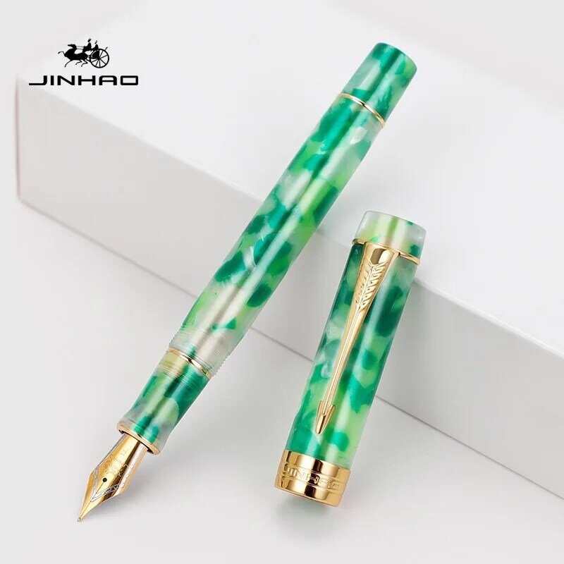 Jinhao ปากกาหมึกซึมทำจากเรซิน100ร้อยปีคลิปปากกาคลิปทองอุปกรณ์สำนักงานธุรกิจ9019เครื่องเขียน