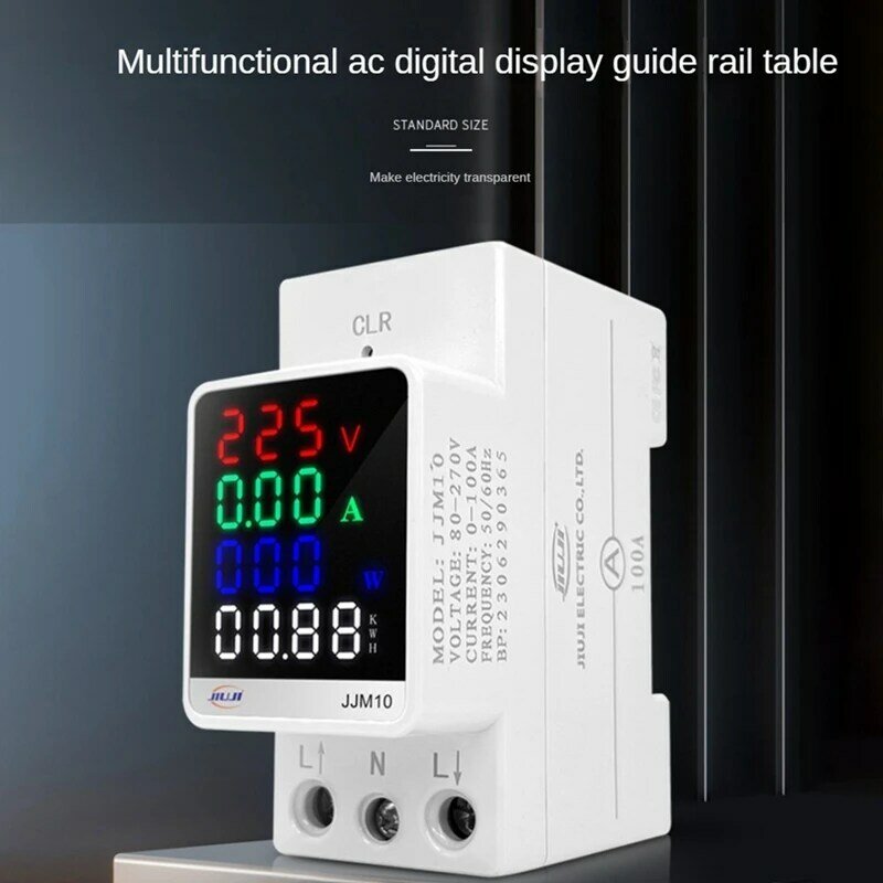1 Stuks Jjm10 100a AC80-270V Lcd Digitale Elektriciteitsmeter Witte Pc Sleutel Reset Functie Multifunctionele Din Rail