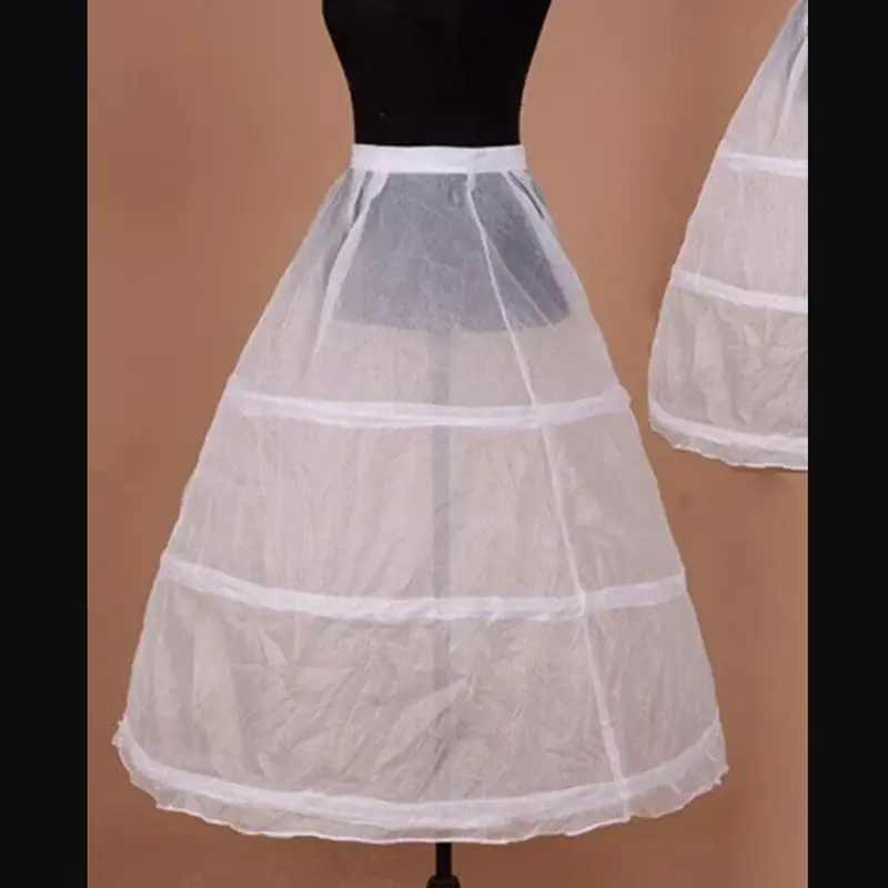 Rok dalam selip Crinoline A-Line 3 hoop putih kualitas tinggi untuk gaun pesta gaun pernikahan