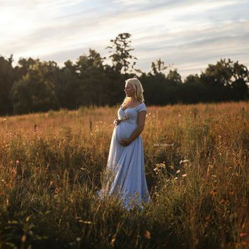 Nowa fotografia ciążowa rekwizyty sukienka sukienka ciążowa dla sesja zdjęciowa sukienka ciążowa szyfon z ciążą