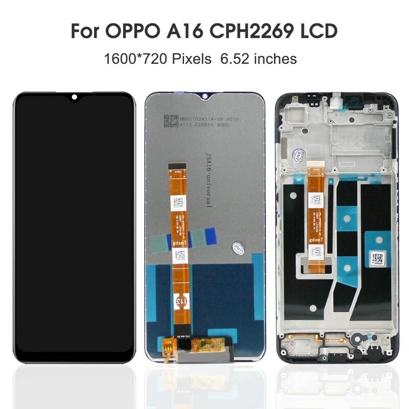 Pantalla LCD de 6,52 pulgadas para OPPO A16, montaje de digitalizador con pantalla táctil, reemplazo para OPPO A16S, CPH2269, CPH2271