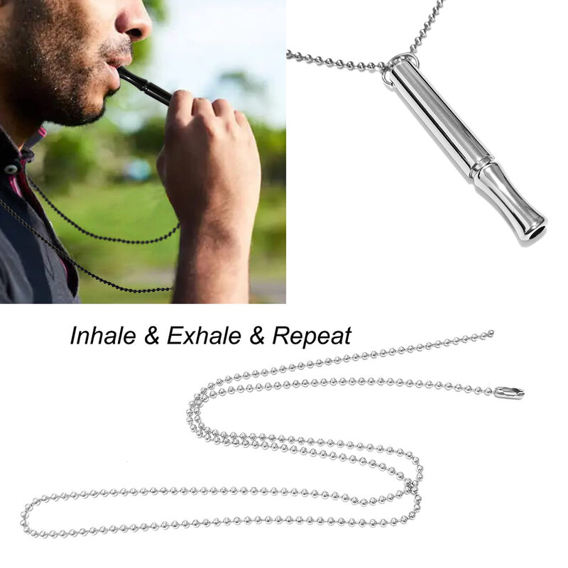 Stress Anxiety Necklace Mindfulness Breathing Tool Natural Calming Relief Chain Breathlace Necklaces Quit Smoking Anxiety Relief