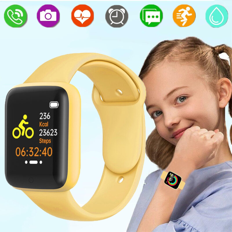 Reloj inteligente de silicona para niños y niñas, pulsera Digital con rastreador de Fitness, resistente al agua, deportivo