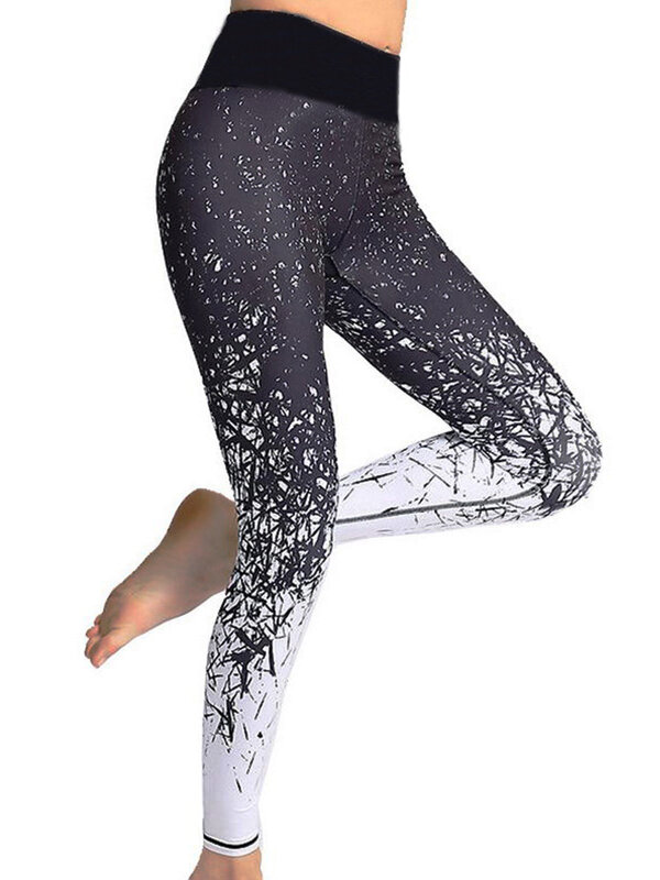 Legging olahraga wanita, Legging olahraga Fitness pinggang tinggi celana ketat bermotif Digital celana Yoga Gym lari seksi