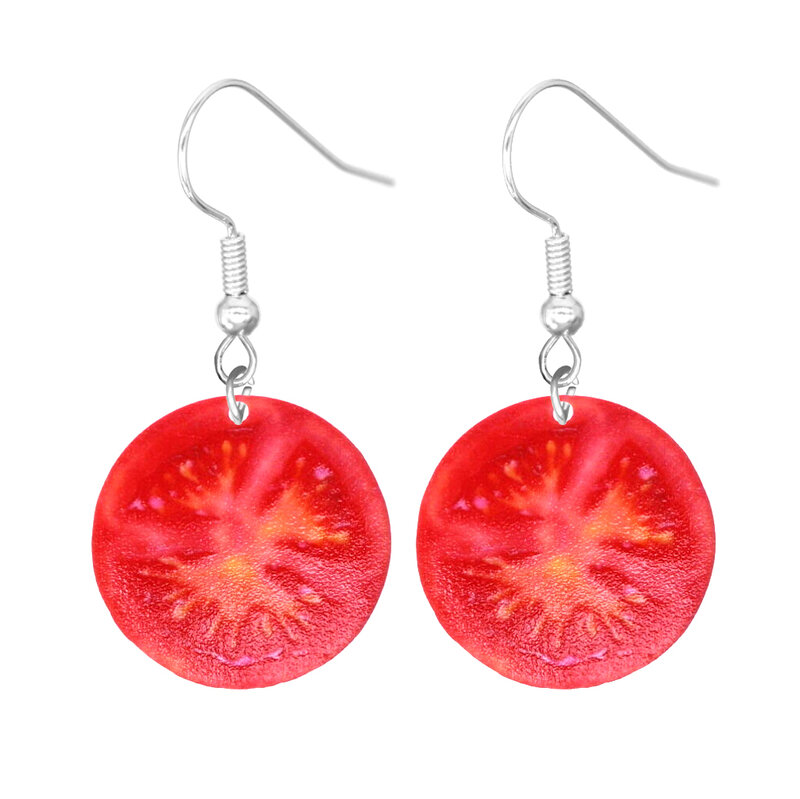 Zwiebel Apfel Tomate Erdbeere Wassermelone Mandarine Ananas Gurke Scheibe Design baumeln Ohrringe niedlichen Stil trend ige weibliche Geschenk