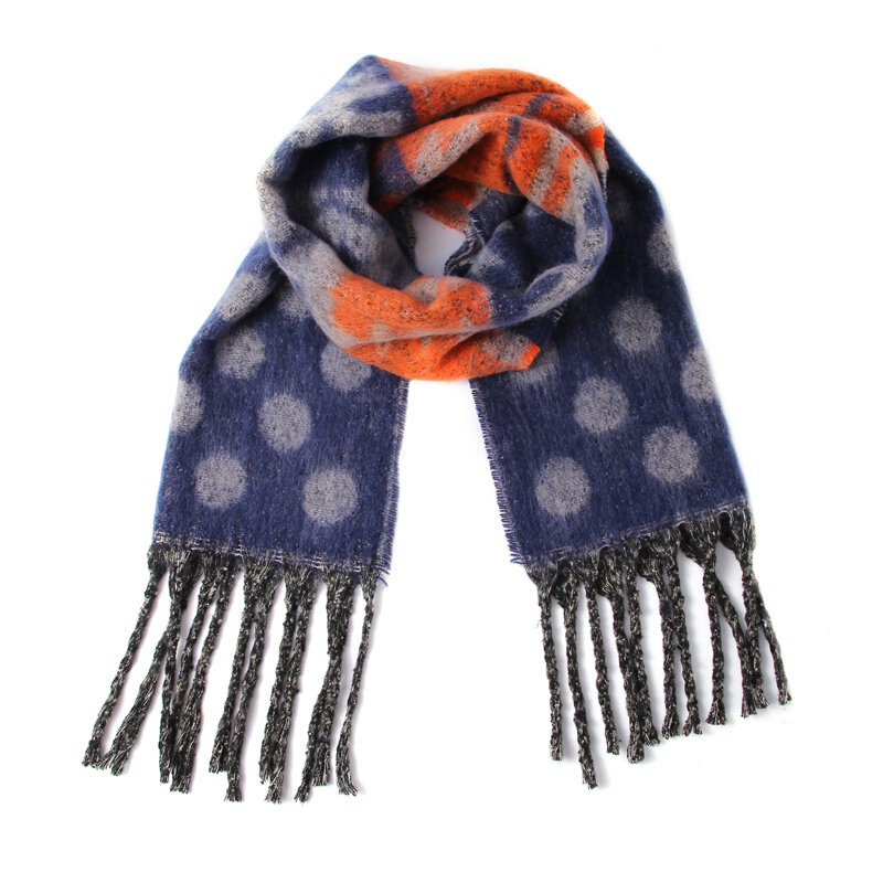 Inverno lungo morbido caldo Tartan Check sciarpe avvolge per le donne sciarpa puntini stampa nappa scialle lungo stola