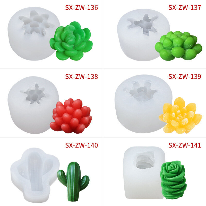 Molde de Vela Perfumada Cactus de Silicone, 3D, Simulação, Suculentas, Suculentas, Planta, Flor, Sabonete, Aromaterapia, Fabricação de Velas