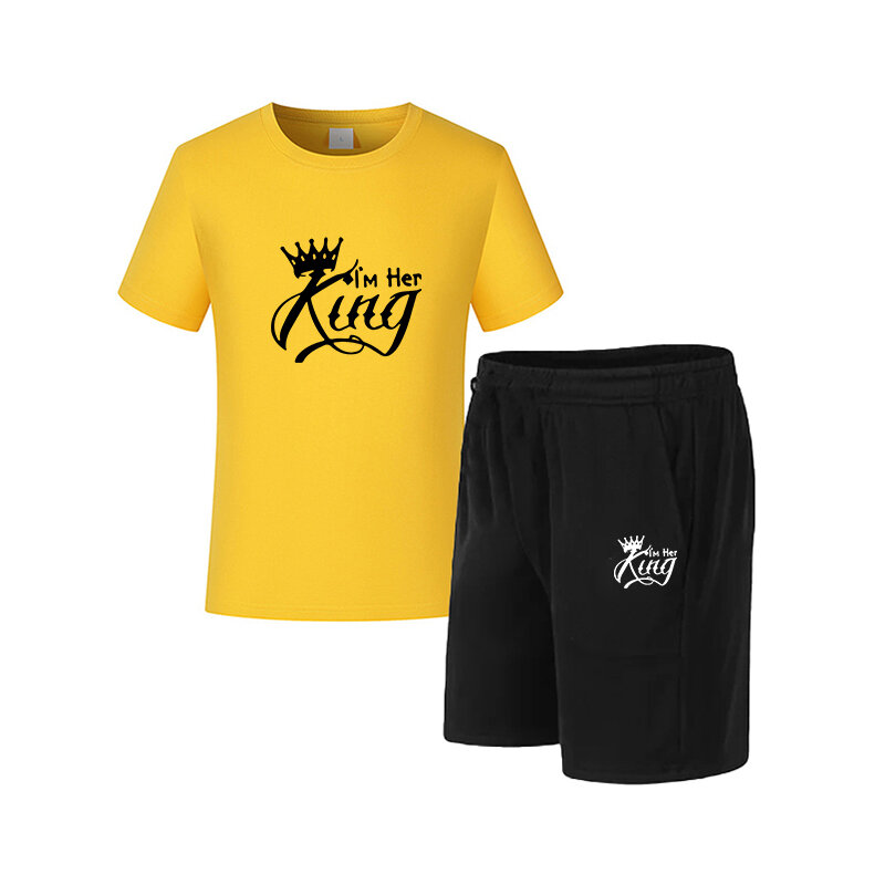 Спортивный костюм мужской хлопковый для фитнеса, комплект спортивной одежды в стиле хип-хоп, футболка с коротким рукавом и шорты, мешковатый повседневный комплект из 2 предметов, на лето