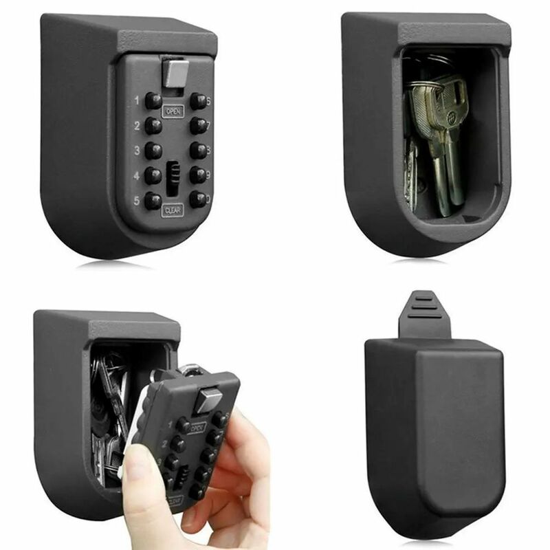 Wall Mounted Key Safe Storage Anti-theft Key Box With Combination Lock 10-Digital Password Weatherproof Cover Home Outdoor Use