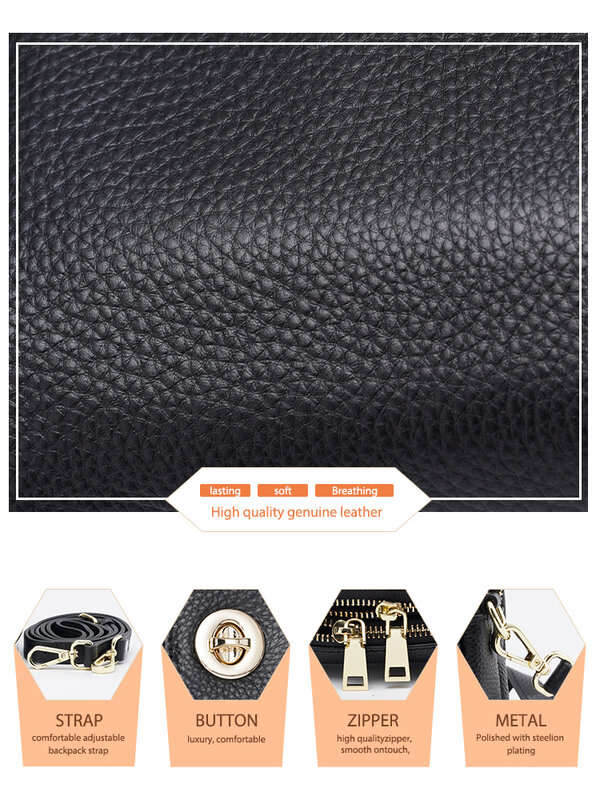 Zency-bolsos pequeños elegantes de cuero suave para mujer, bolso cruzado espacioso con Hardware Vintage de alta calidad para niñas, monederos de ocio
