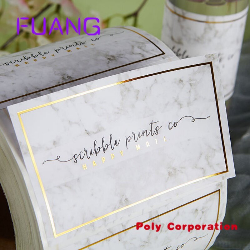 Rouleau d'étiquettes adhésives en feuille d'or avec logo personnalisé, autocollants étanches pour l'emballage des produits, marquage à chaud