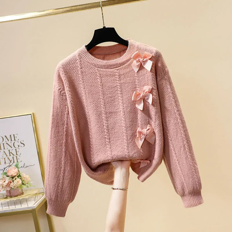 2023 Autumn and Winter New Cashmere Sweater Women's Knitted Pullover Loose Basics Thick Warm Knit Blouses Pull Femme