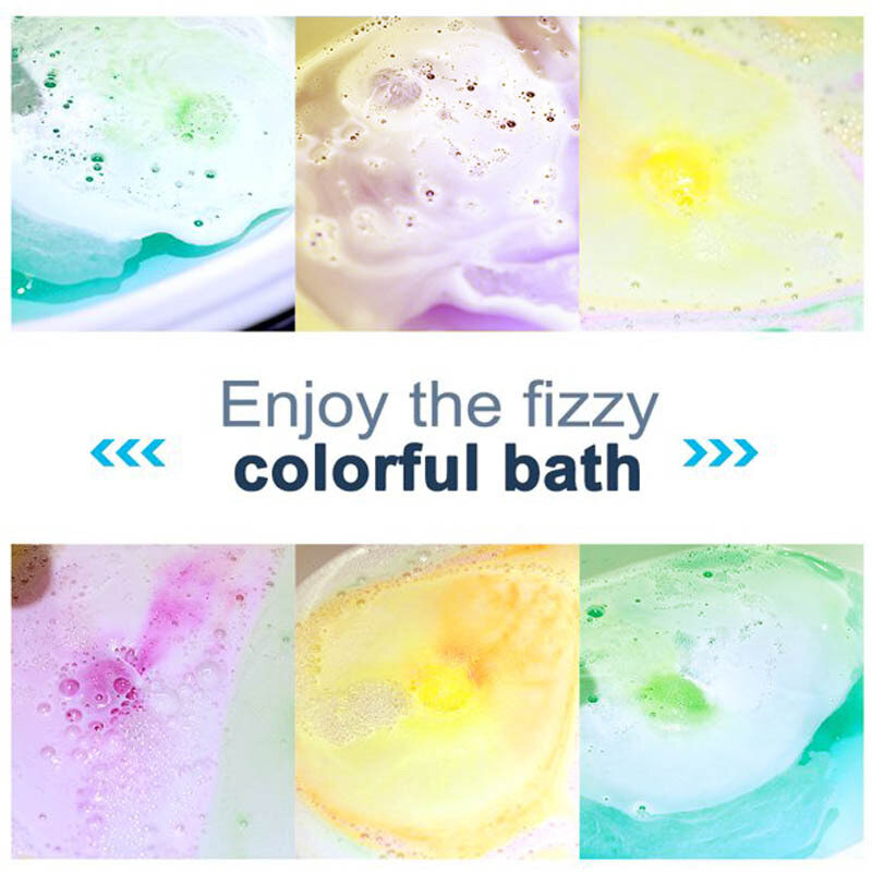 Bola de baño de burbujas de bomba hidratante para el cuidado de la piel, aceite esencial de sal frita de limpieza de colores mezclados para el hogar