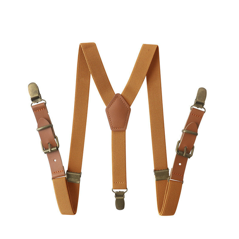 Винтажные коричневые кожаные подтяжки для мальчиков, подтяжки в западном стиле